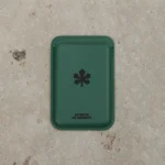 Магнітний MagSafe-кардхолдер Chestnut зі штучної шкіри зелений з київським гравіюванням каштана, Kyiv Digital
